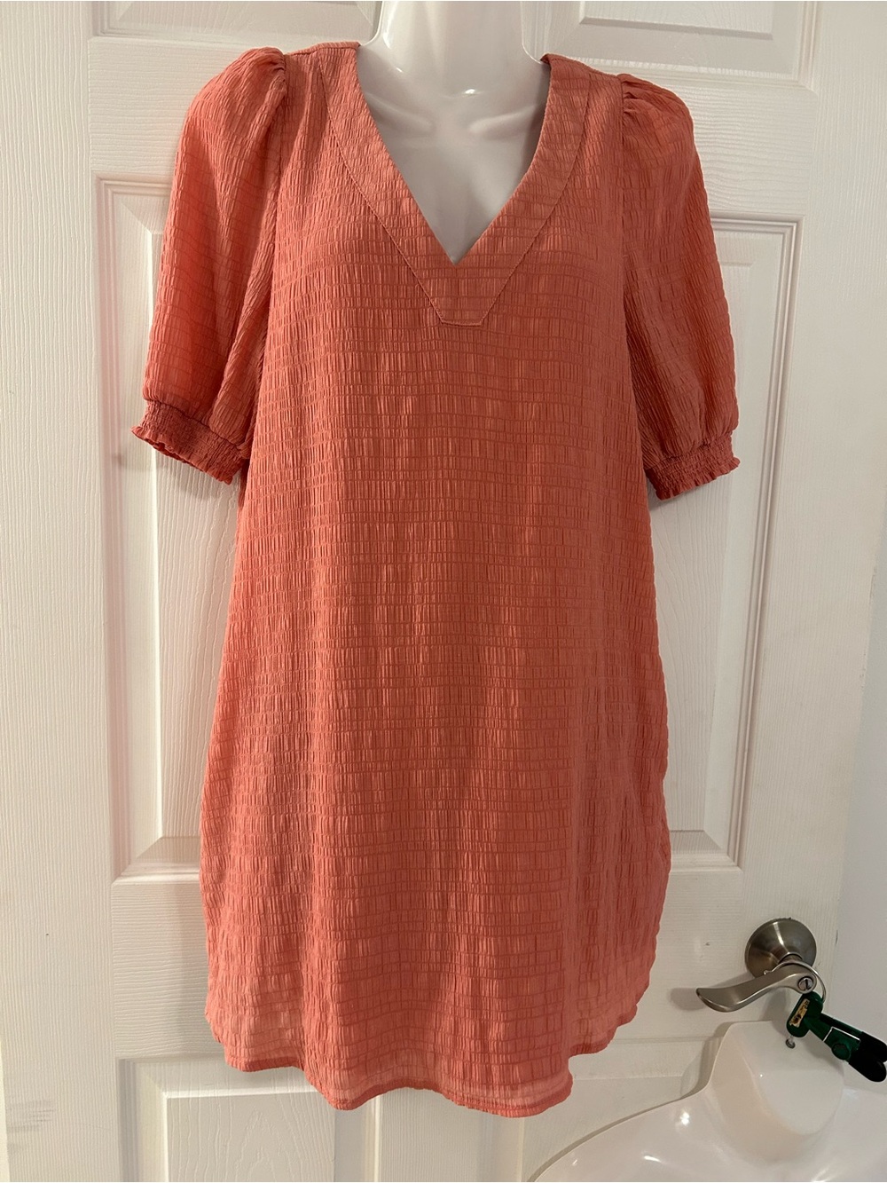 BB Dakota Steve Madden Coral Textured V-Neck Dress